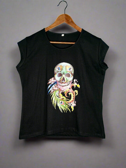 flowers skull black