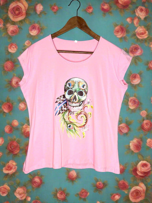 Flowers skull pink